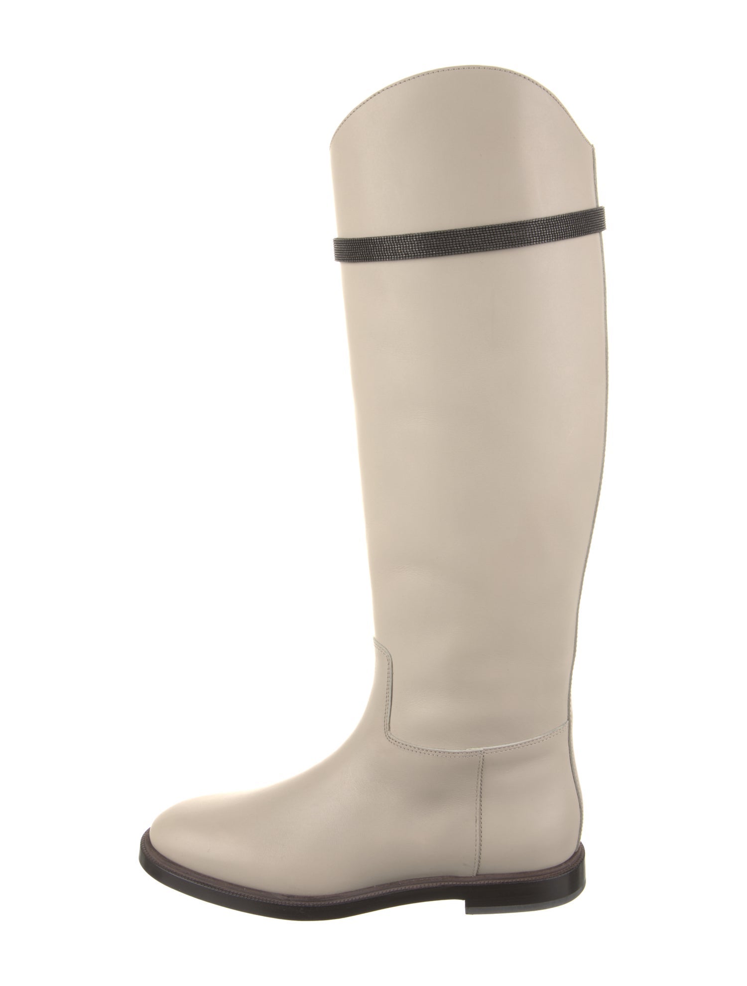 Brunello Cucinelli Leather Colorblock Pattern Riding Boots