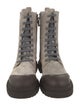 Brunello Cucinelli Suede Colorblock Pattern Combat Boots