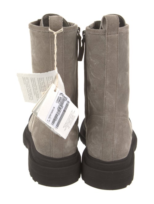 Brunello Cucinelli Suede Colorblock Pattern Combat Boots