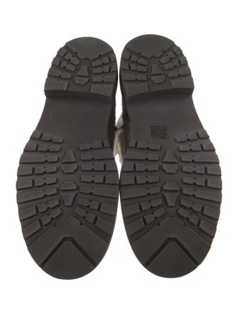 Brunello Cucinelli Suede Colorblock Pattern Combat Boots