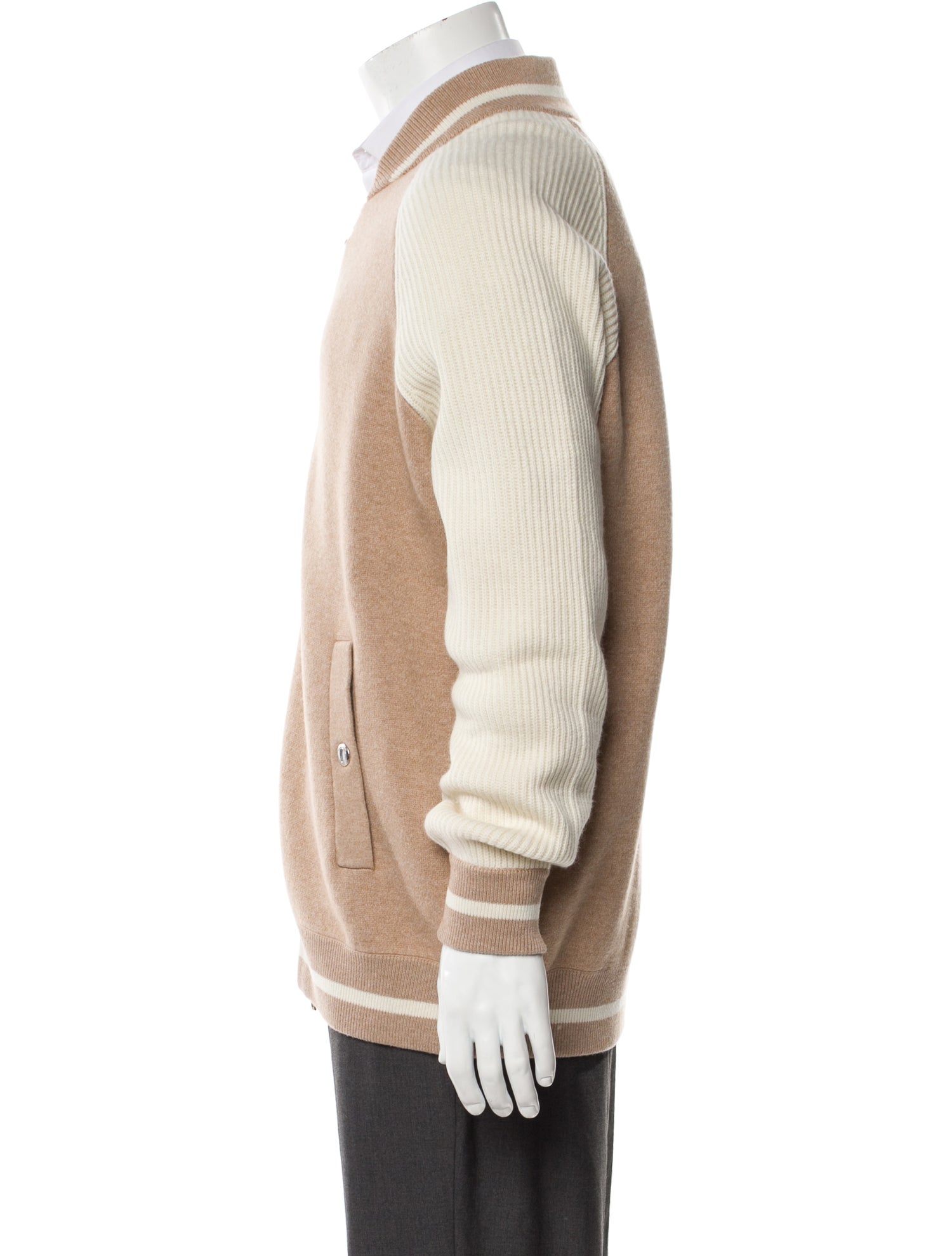 Brunello Cucinelli Colorblock Pattern Mock Neck Cardigan w/ Tags