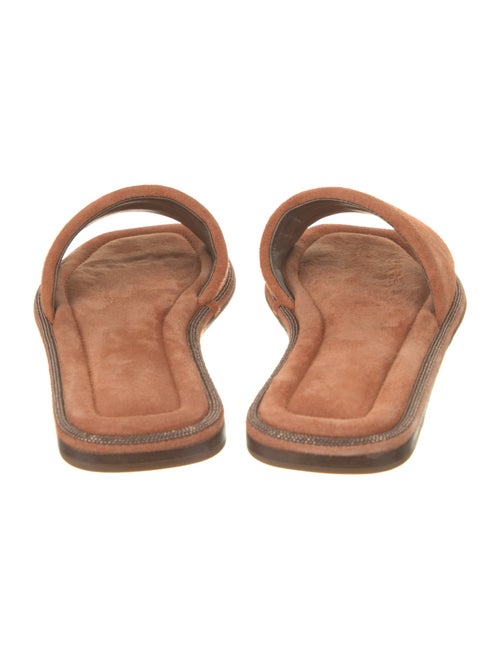 Brunello Cucinelli Suede Beaded Accents Slides