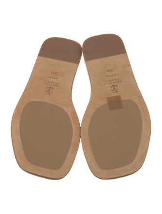 Brunello Cucinelli Suede Beaded Accents Slides