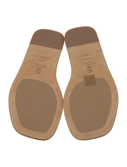 Brunello Cucinelli Suede Beaded Accents Slides