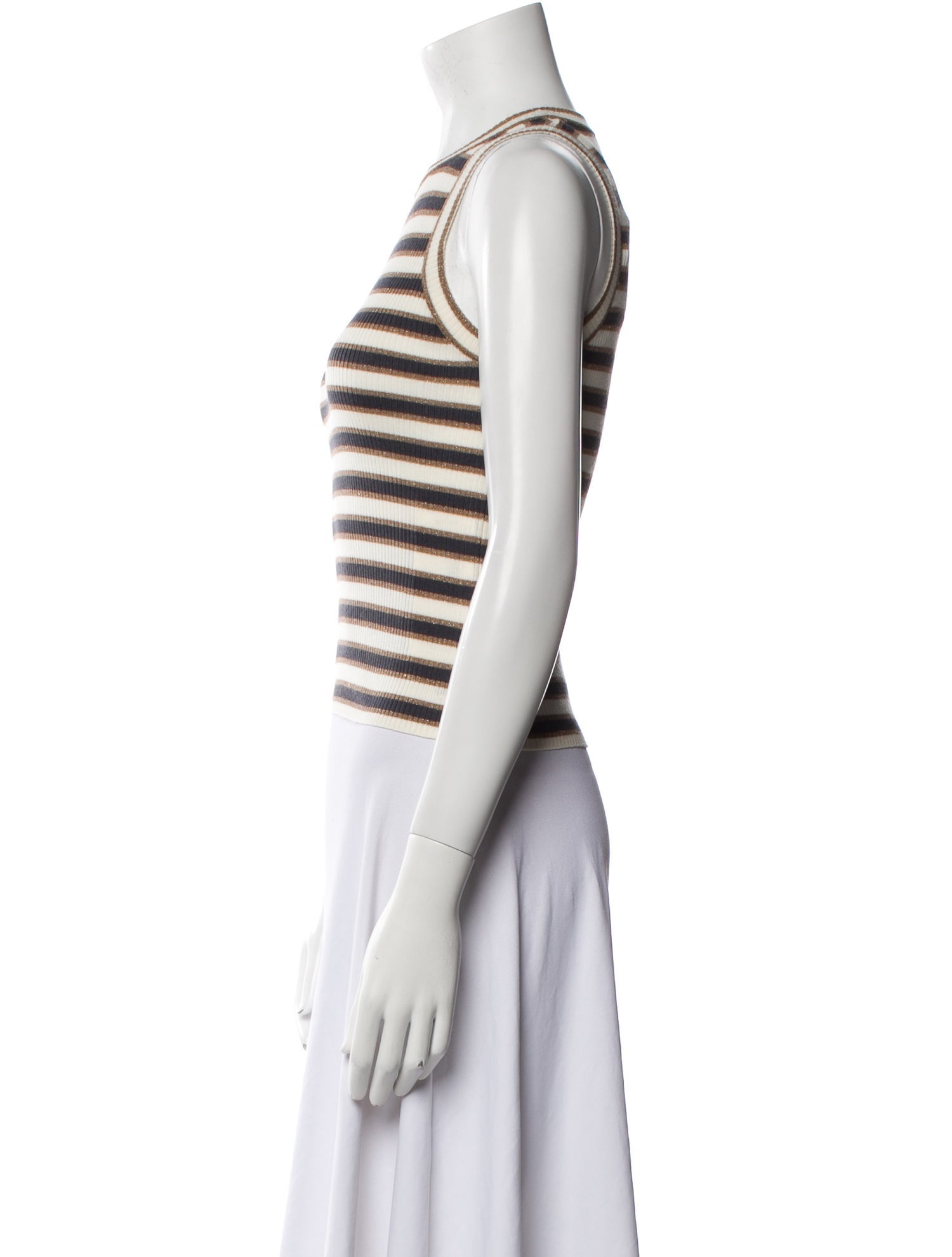 Brunello Cucinelli Virgin Wool Striped Crop Top w/ Tags