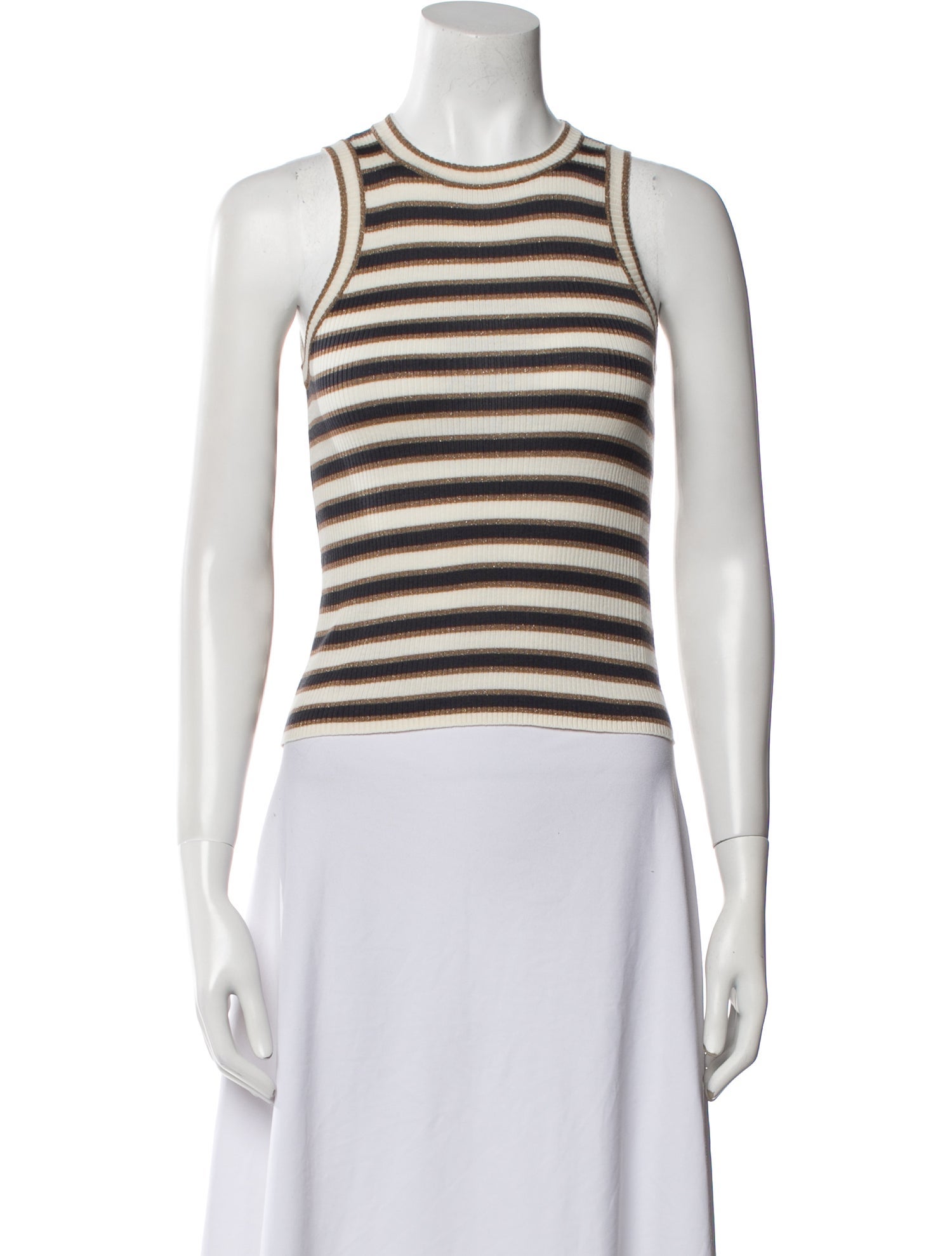 Brunello Cucinelli Virgin Wool Striped Crop Top w/ Tags