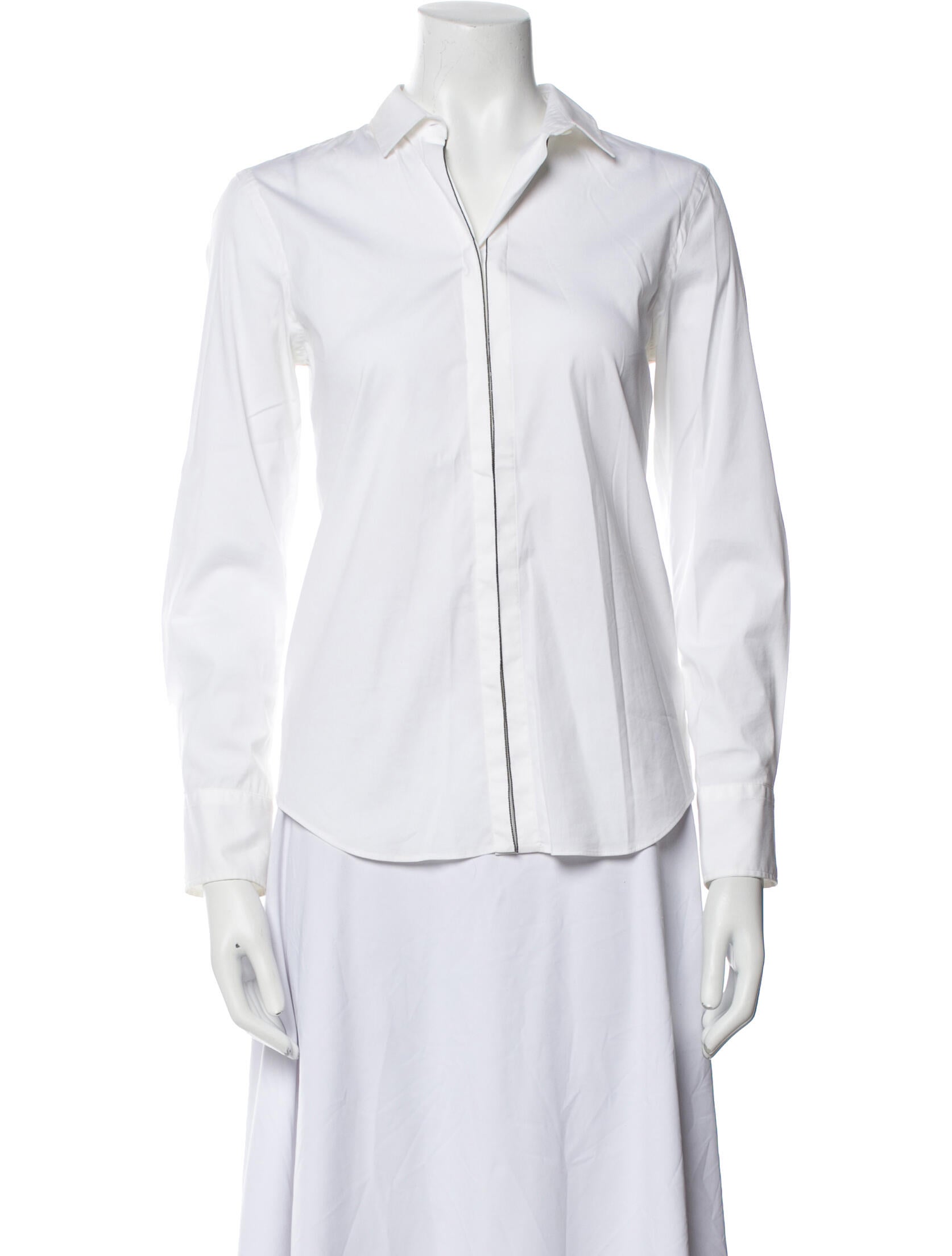 Brunello Cucinelli Long Sleeve Button-Up Top