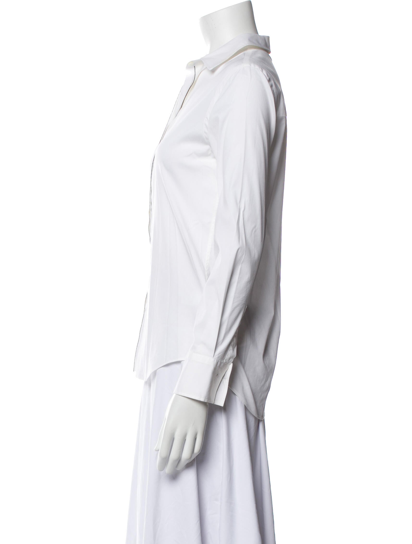 Brunello Cucinelli Long Sleeve Button-Up Top