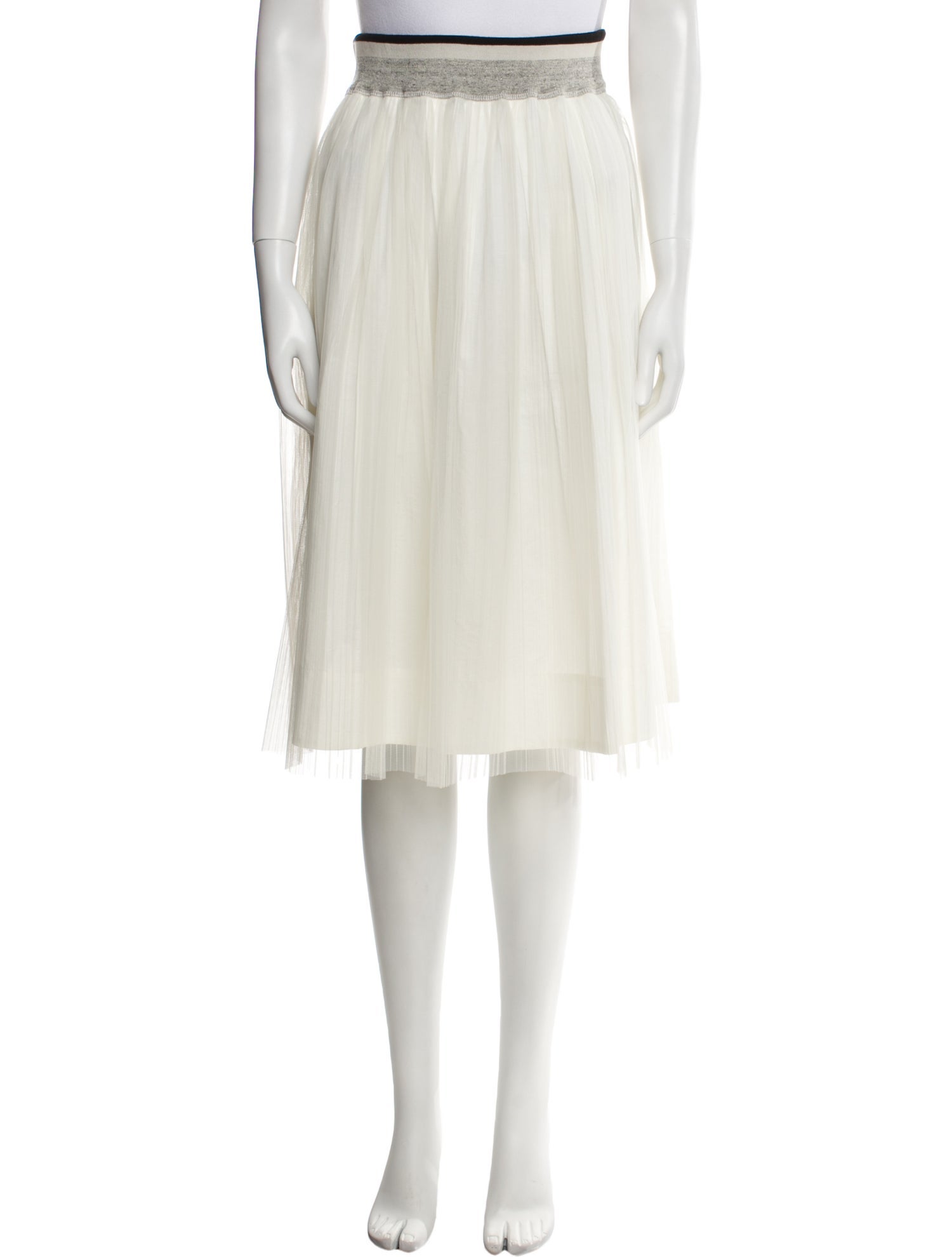 Brunello Cucinelli Mesh Accents Knee-Length Skirt