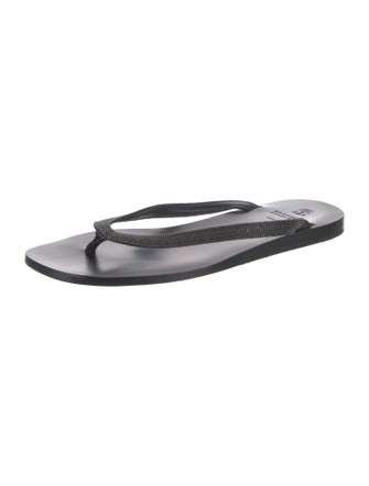 Brunello Cucinelli Monili Leather Flip Flops
