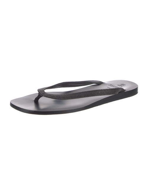 Brunello Cucinelli Monili Leather Flip Flops