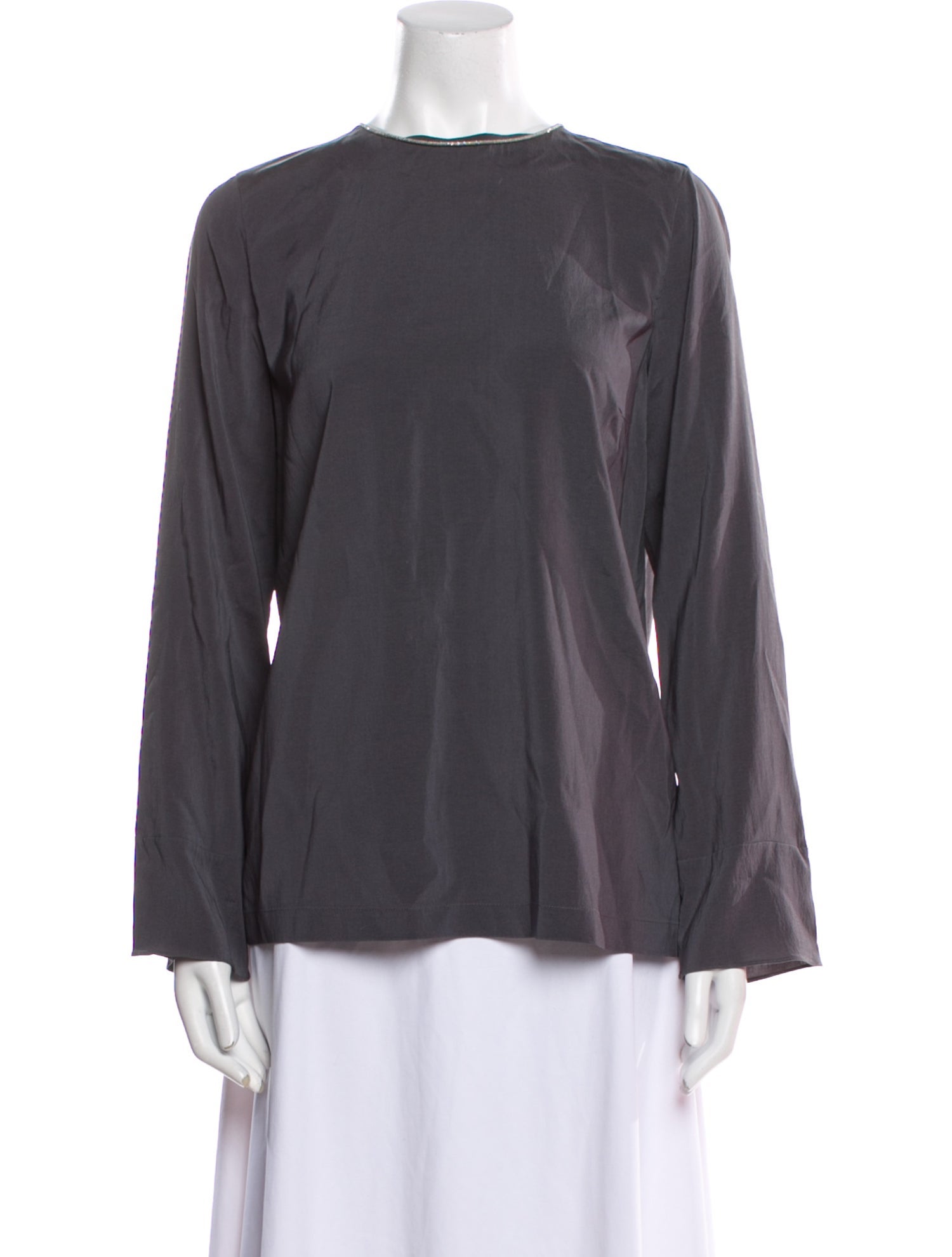 Brunello Cucinelli Silk Bateau Neckline Blouse