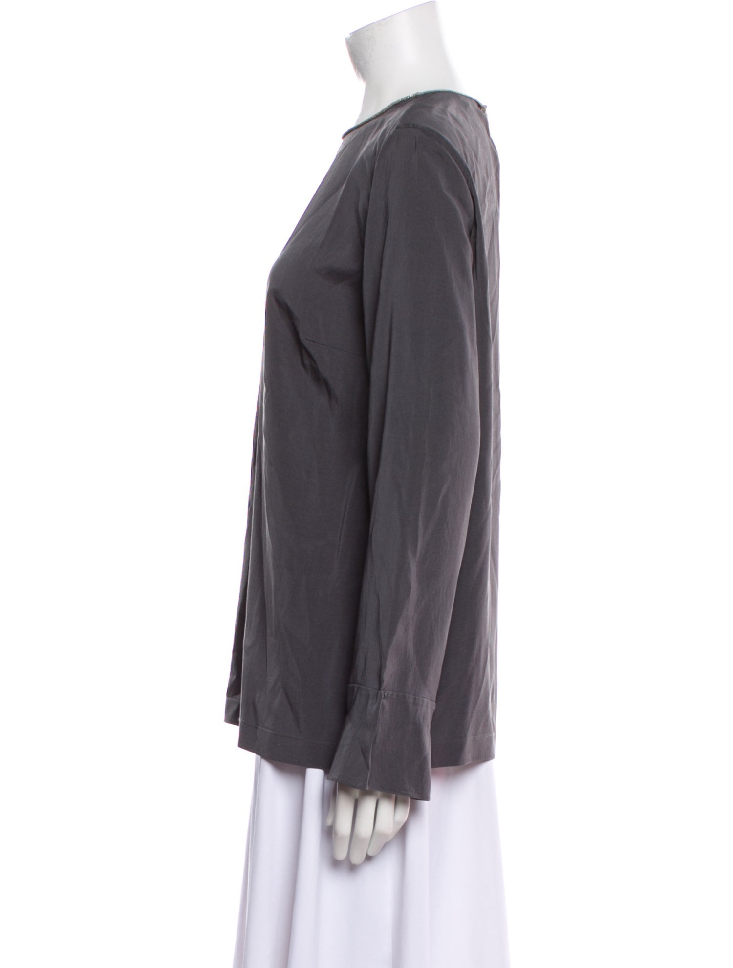 Brunello Cucinelli Silk Bateau Neckline Blouse