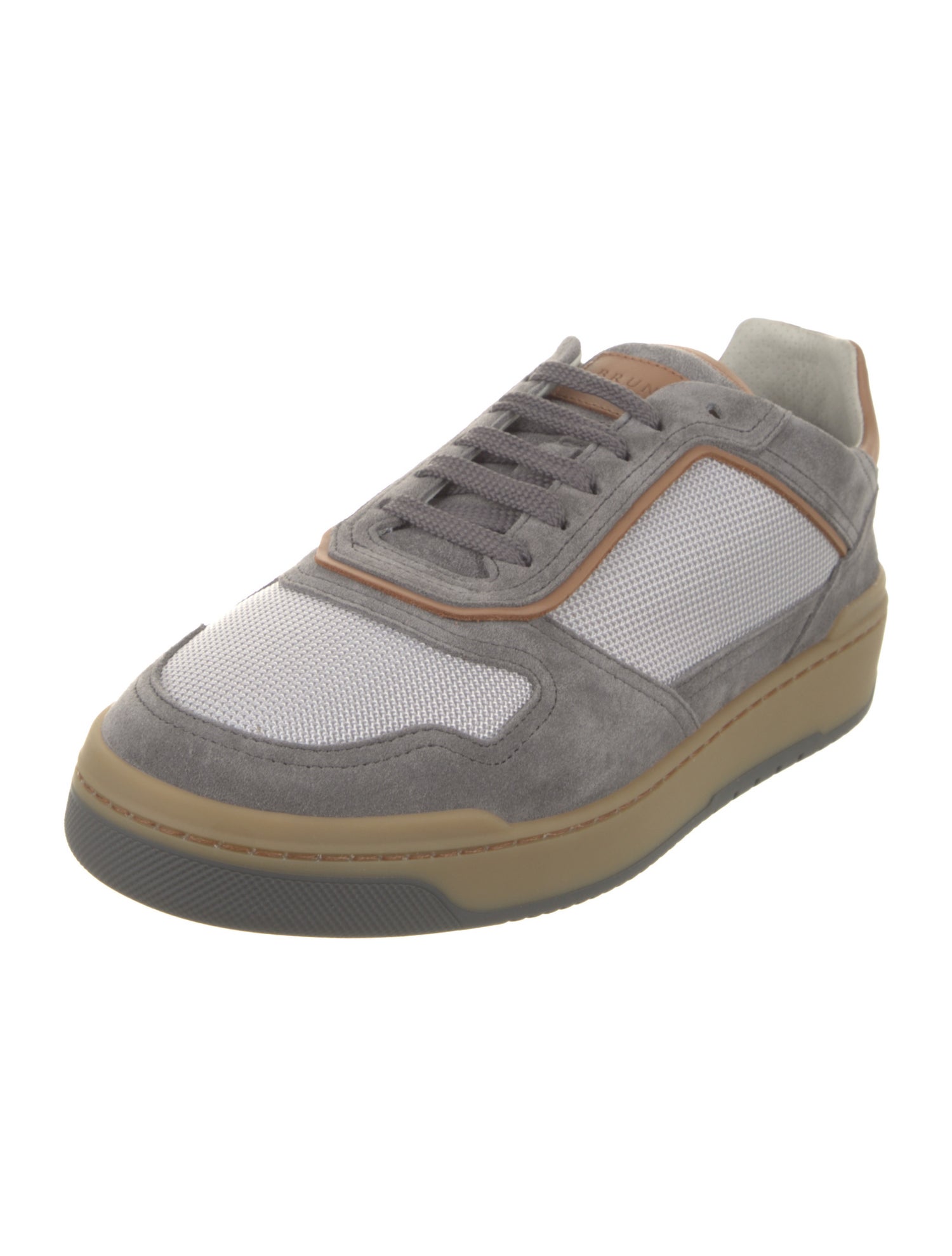 Brunello Cucinelli Suede Colorblock Pattern Sneakers