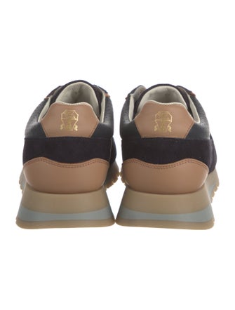 Brunello Cucinelli Suede Colorblock Pattern Sneakers