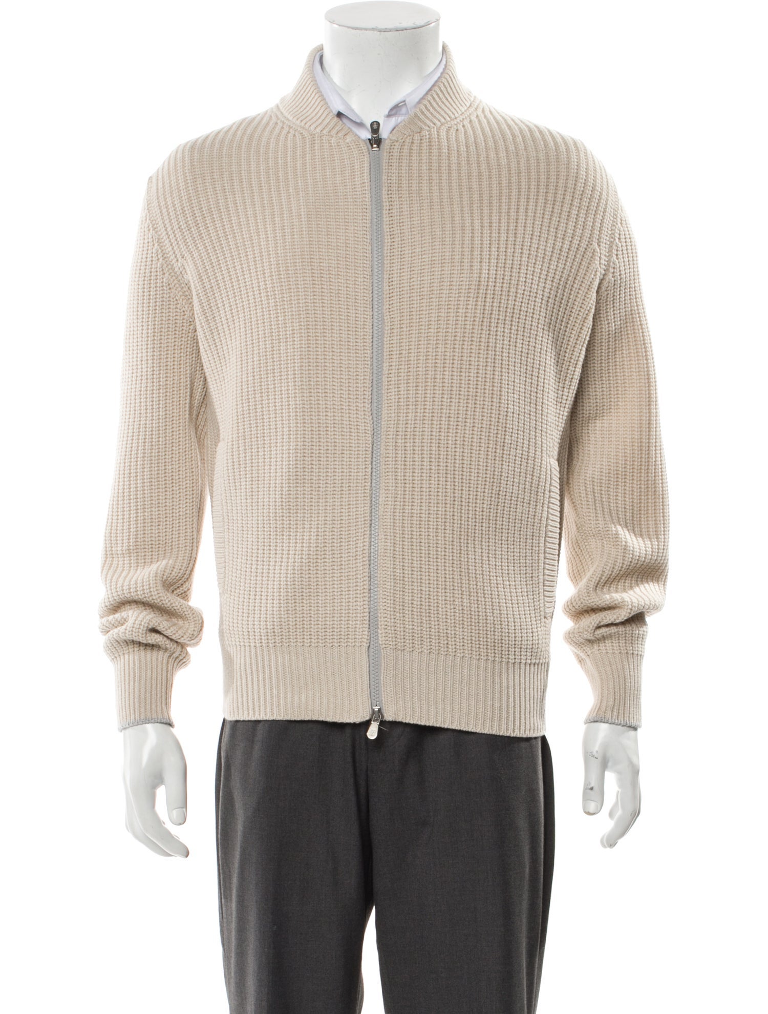 Brunello Cucinelli Virgin Wool Mock Neck Cardigan w/ Tags