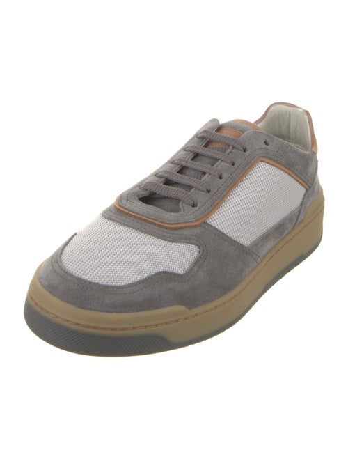 Brunello Cucinelli Suede Colorblock Pattern Sneakers