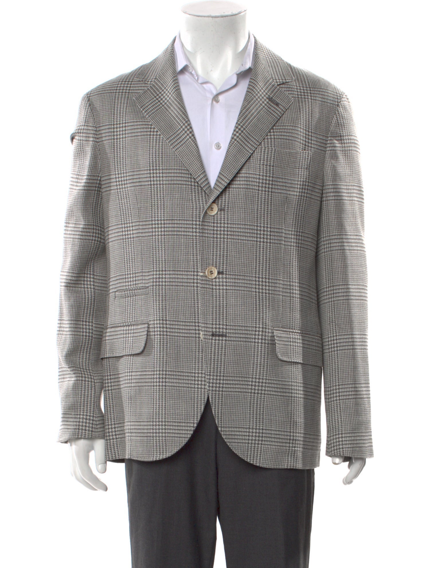Brunello Cucinelli Plaid Print V-Neck Cardigan w/ Tags