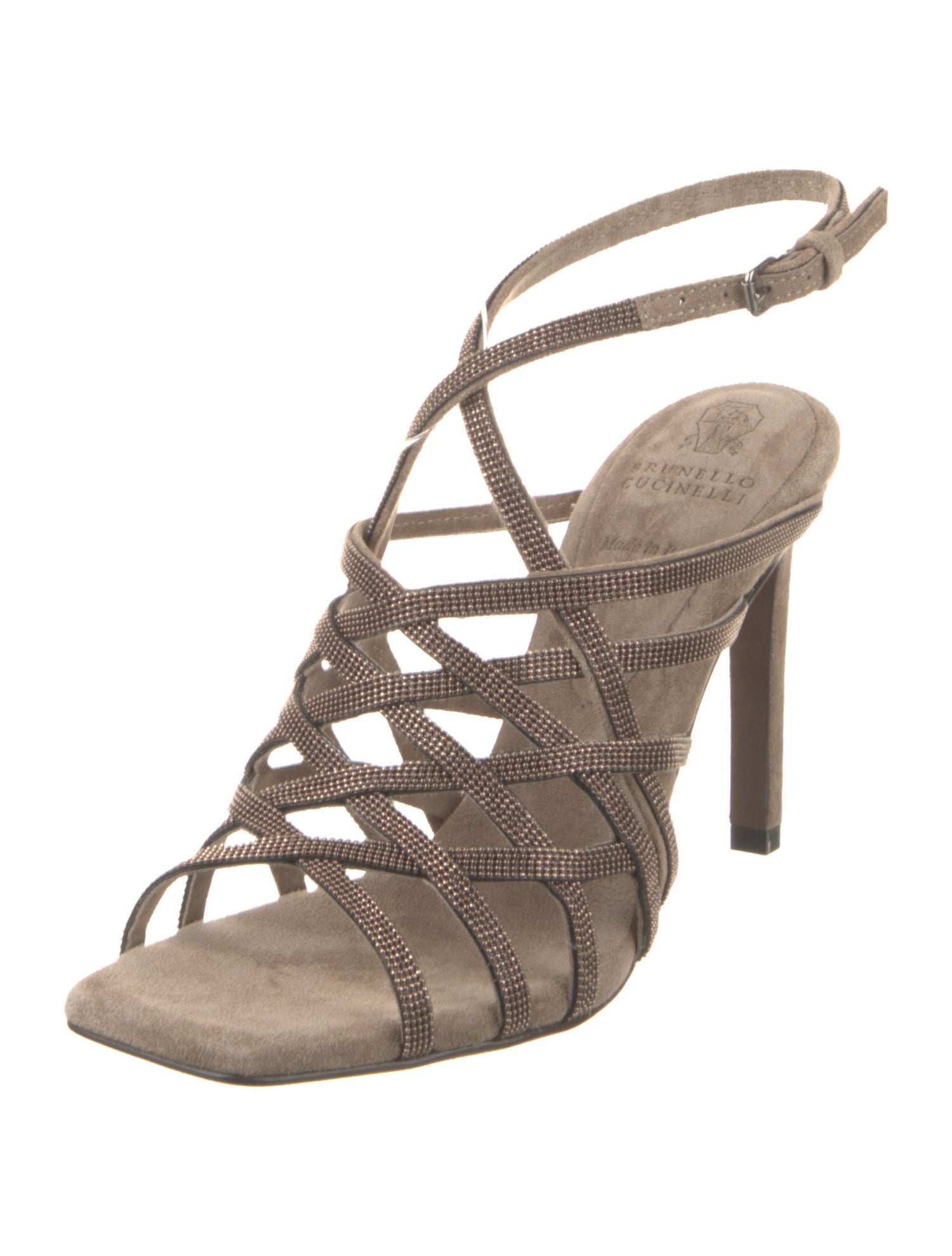 Brunello Cucinelli Suede Beaded Accents Sandals
