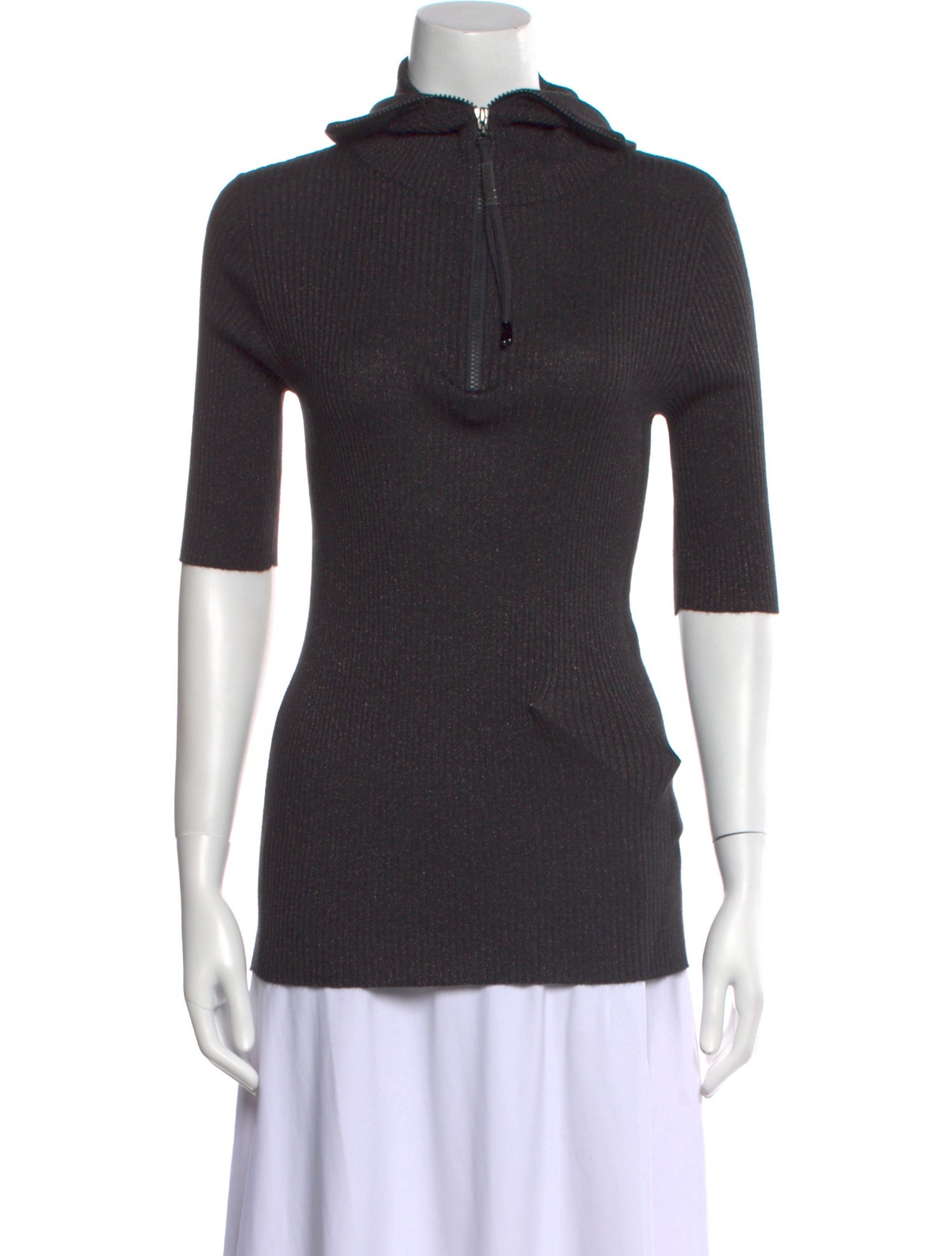 Brunello Cucinelli Mock Neck Short Sleeve Top