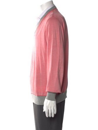 Brunello Cucinelli Colorblock Pattern V-Neck Pullover