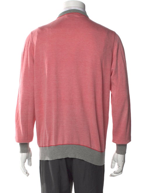 Brunello Cucinelli Colorblock Pattern V-Neck Pullover