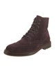 Brunello Cucinelli Suede Eyelet Trim Lace-Up Boots