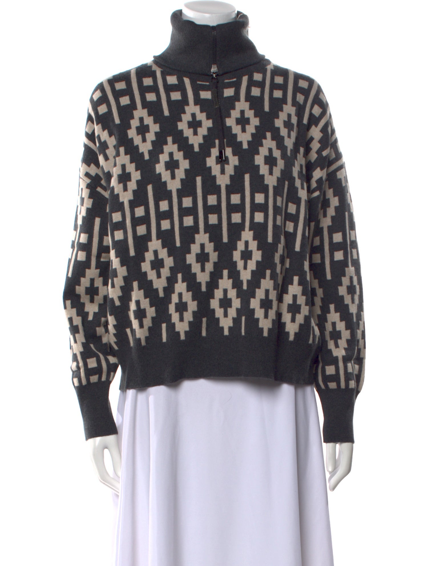 Brunello Cucinelli Virgin Wool Printed Sweater w/ Tags