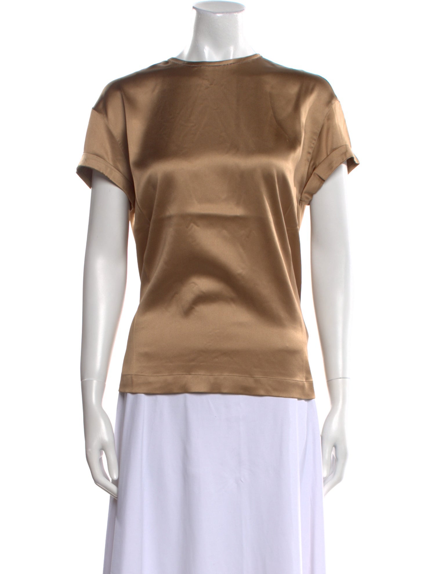 Brunello Cucinelli Satin Bateau Neckline T-Shirt