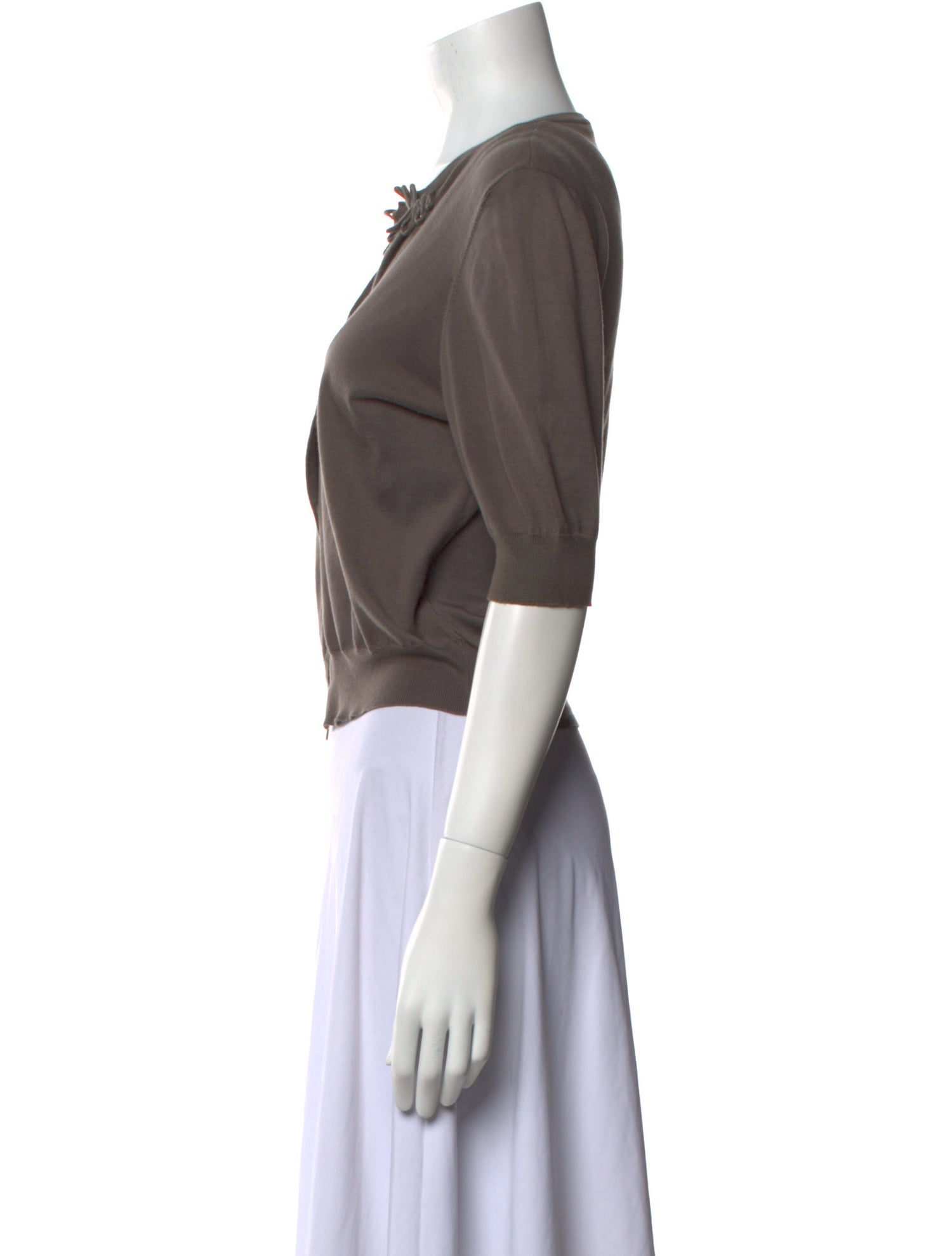 Brunello Cucinelli V-Neck Three-Quarter Sleeve Crop Top