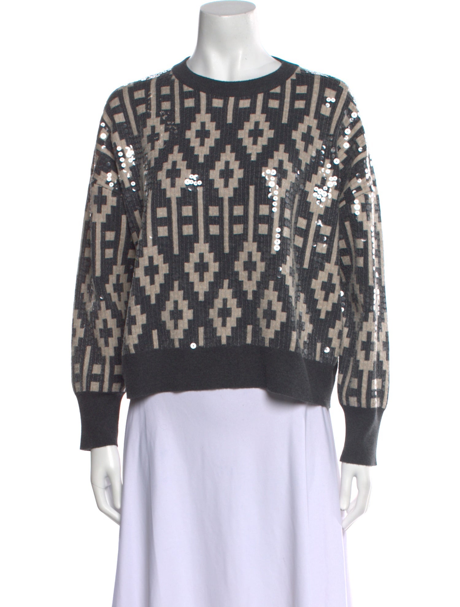 Brunello Cucinelli Printed Crew Neck Sweater