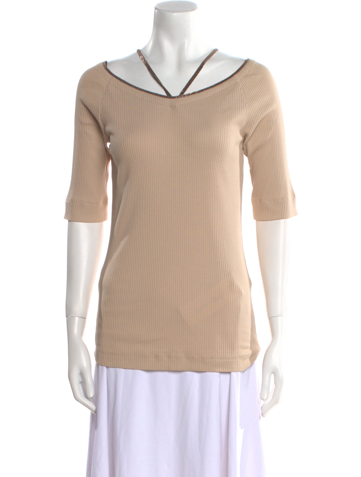 Brunello Cucinelli Cowl Neck Three-Quarter Sleeve Top w/ Tags