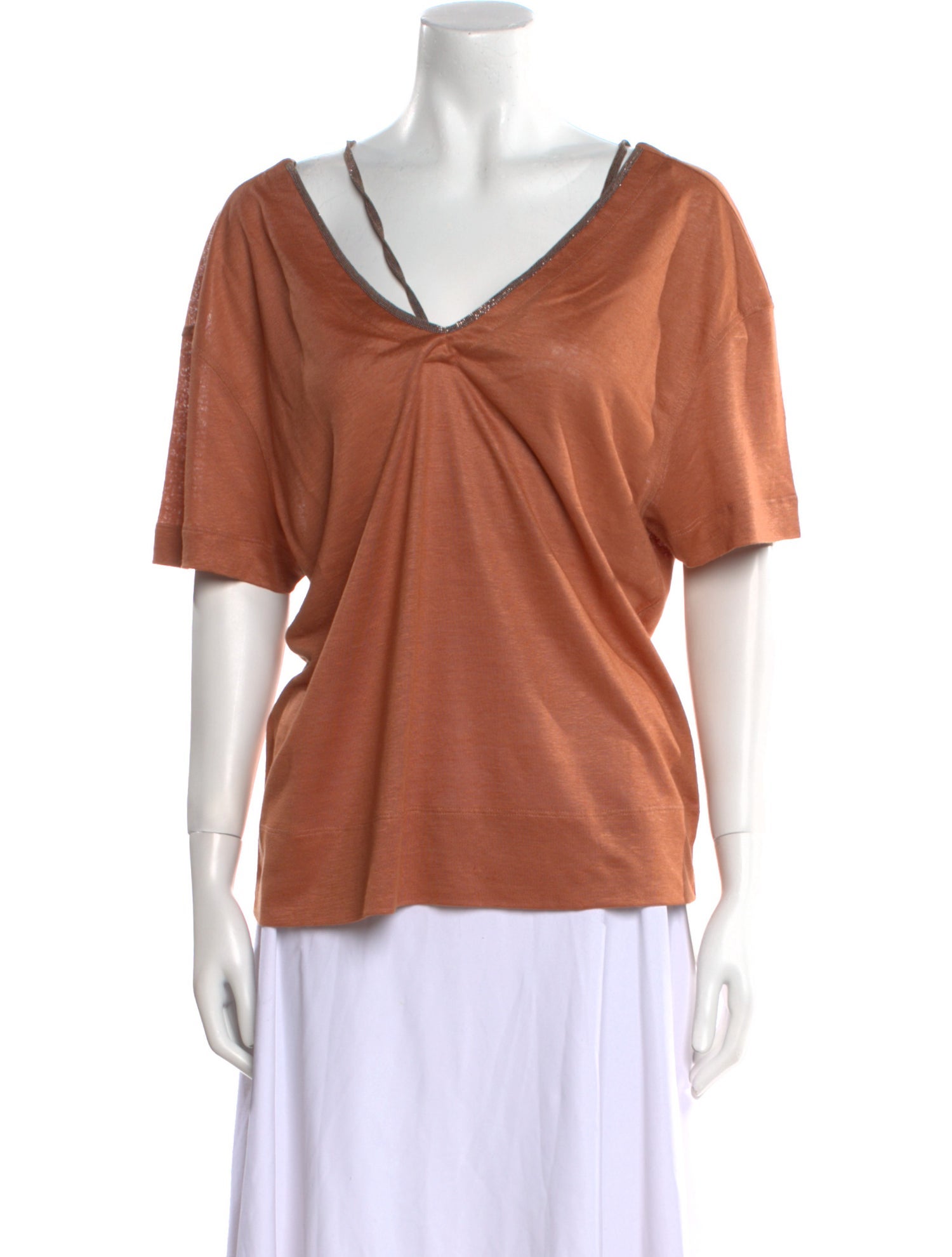 Brunello Cucinelli Linen V-Neck T-Shirt w/ Tags