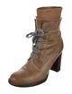 Brunello Cucinelli Leather Colorblock Pattern Combat Boots