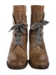 Brunello Cucinelli Leather Colorblock Pattern Combat Boots