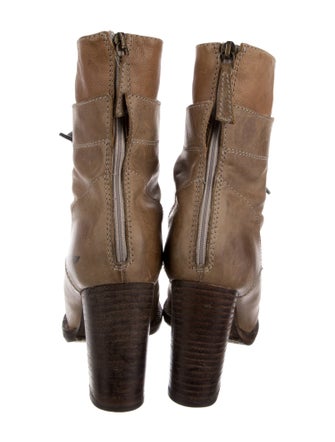 Brunello Cucinelli Leather Colorblock Pattern Combat Boots