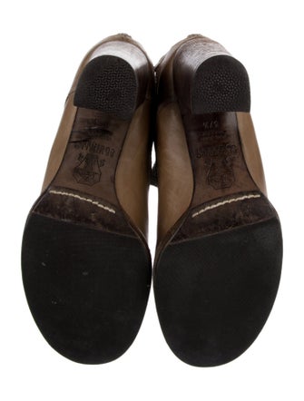 Brunello Cucinelli Leather Colorblock Pattern Combat Boots