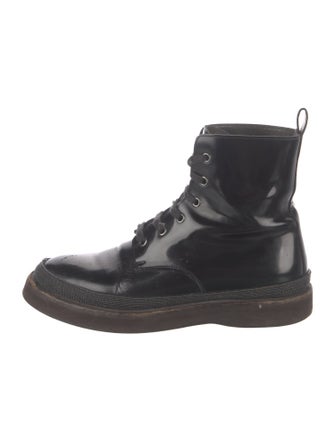 Brunello Cucinelli Monili Patent Leather Combat Boots