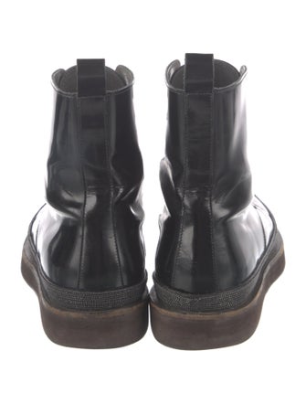Brunello Cucinelli Monili Patent Leather Combat Boots