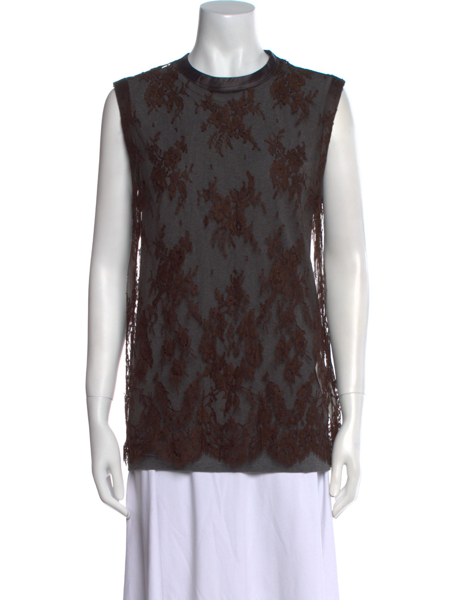 Brunello Cucinelli Lace Pattern Crew Neck Top w/ Tags