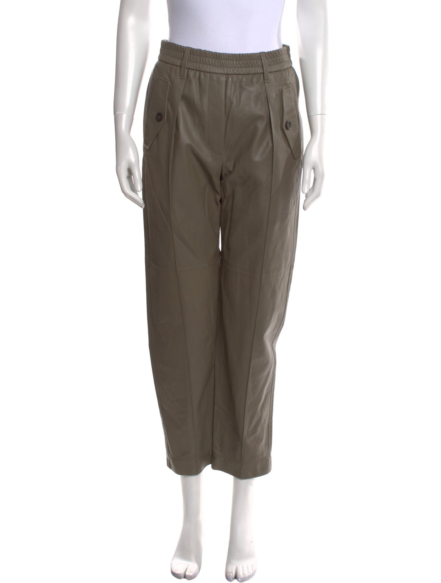 Brunello Cucinelli Leather Straight Leg Pants w/ Tags