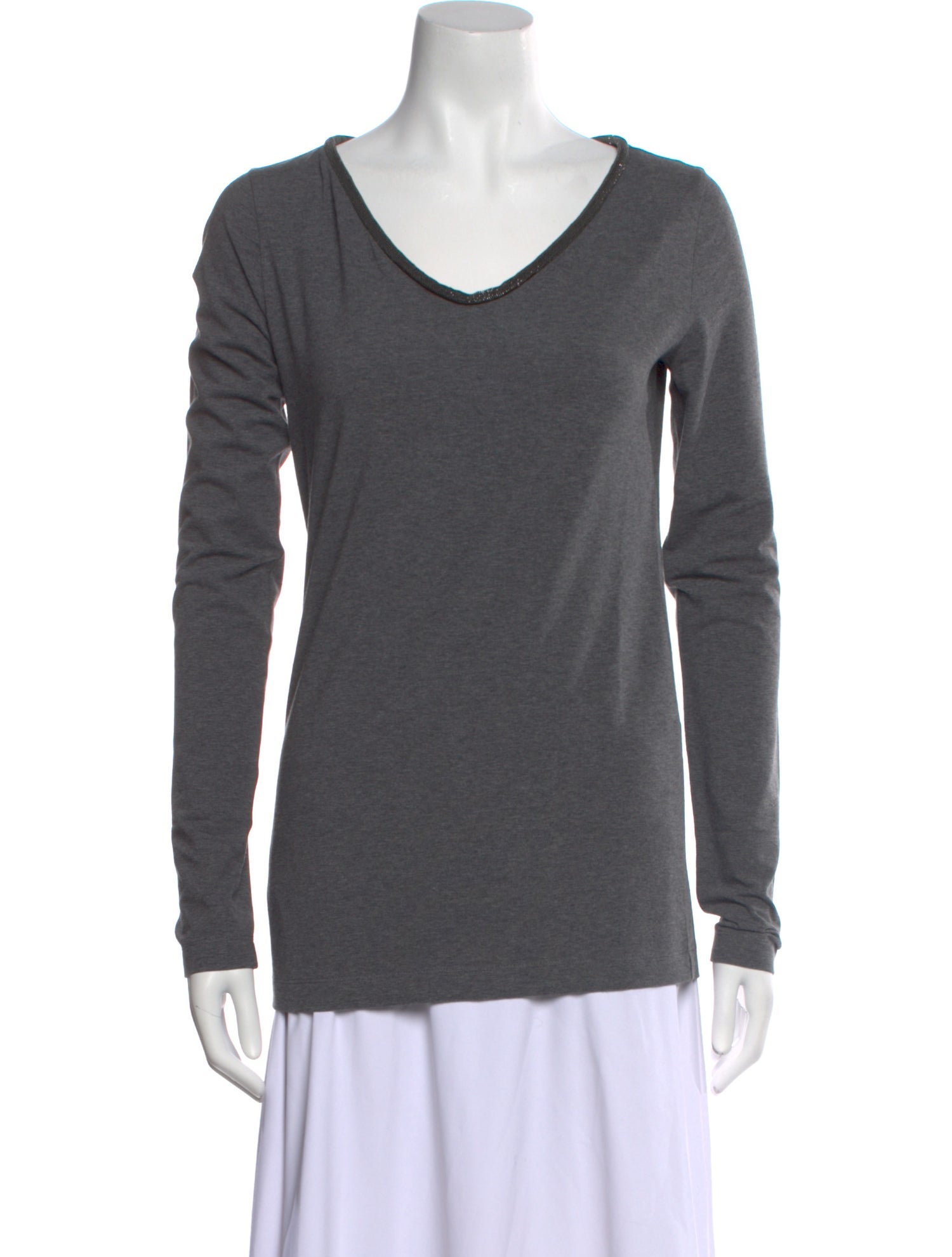 Brunello Cucinelli V-Neck Long Sleeve T-Shirt w/ Tags