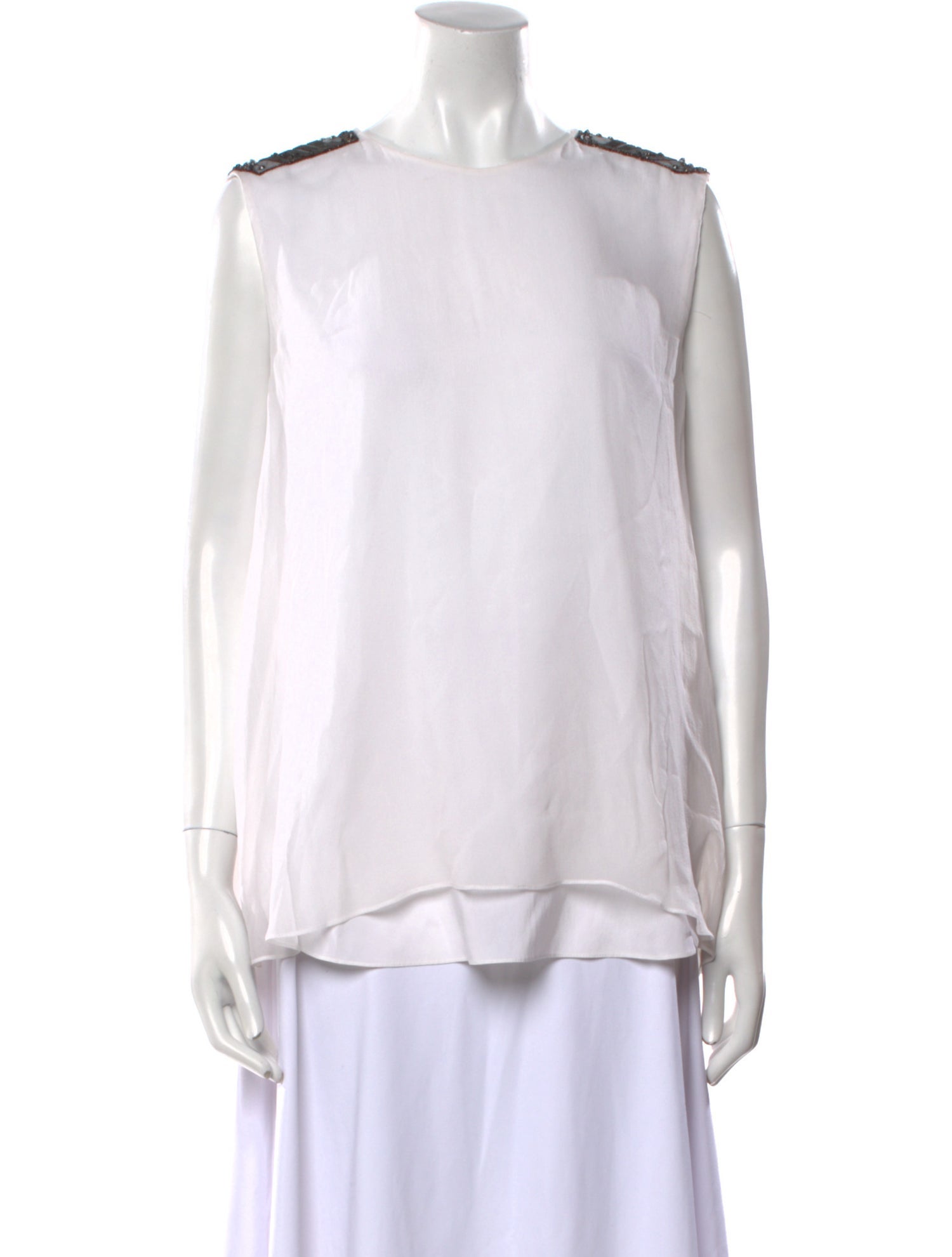 Brunello Cucinelli Silk Crew Neck Blouse