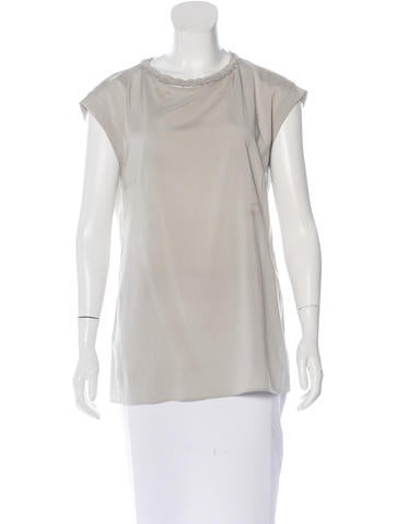 Brunello Cucinelli Silk Embellished Top