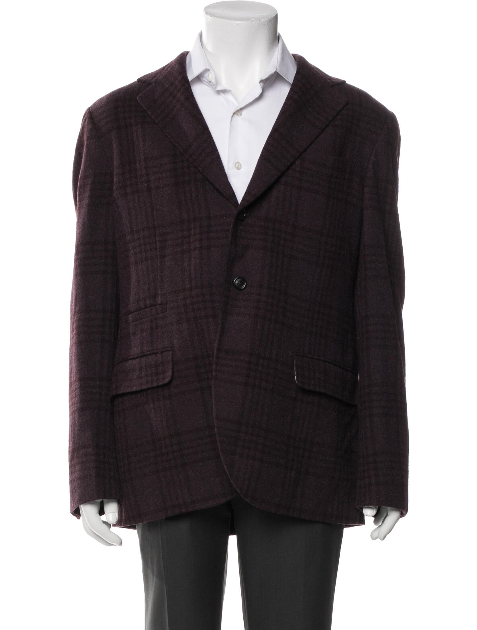 Brunello Cucinelli Wool Plaid Print Coat