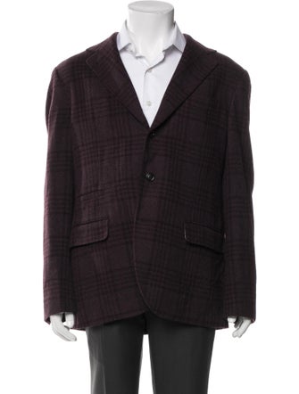 Brunello Cucinelli Wool Plaid Print Coat