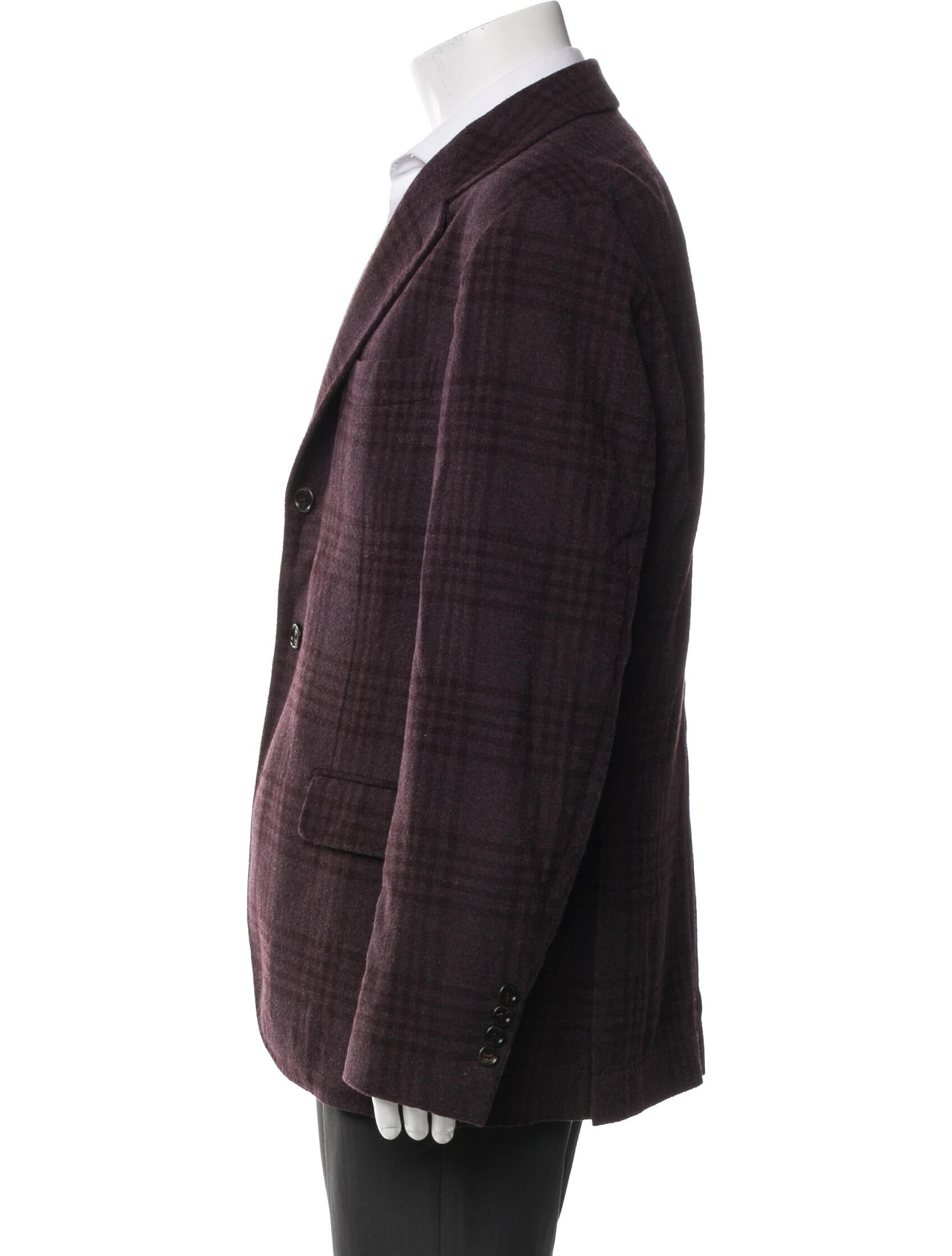 Brunello Cucinelli Wool Plaid Print Coat