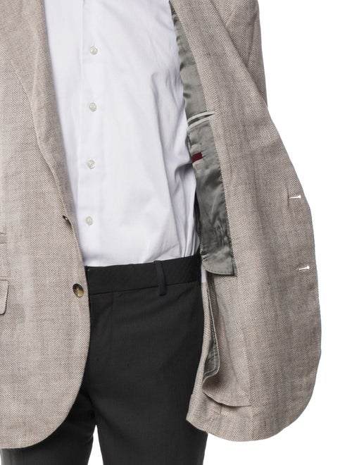 Brunello Cucinelli Linen Plaid Print Jacket