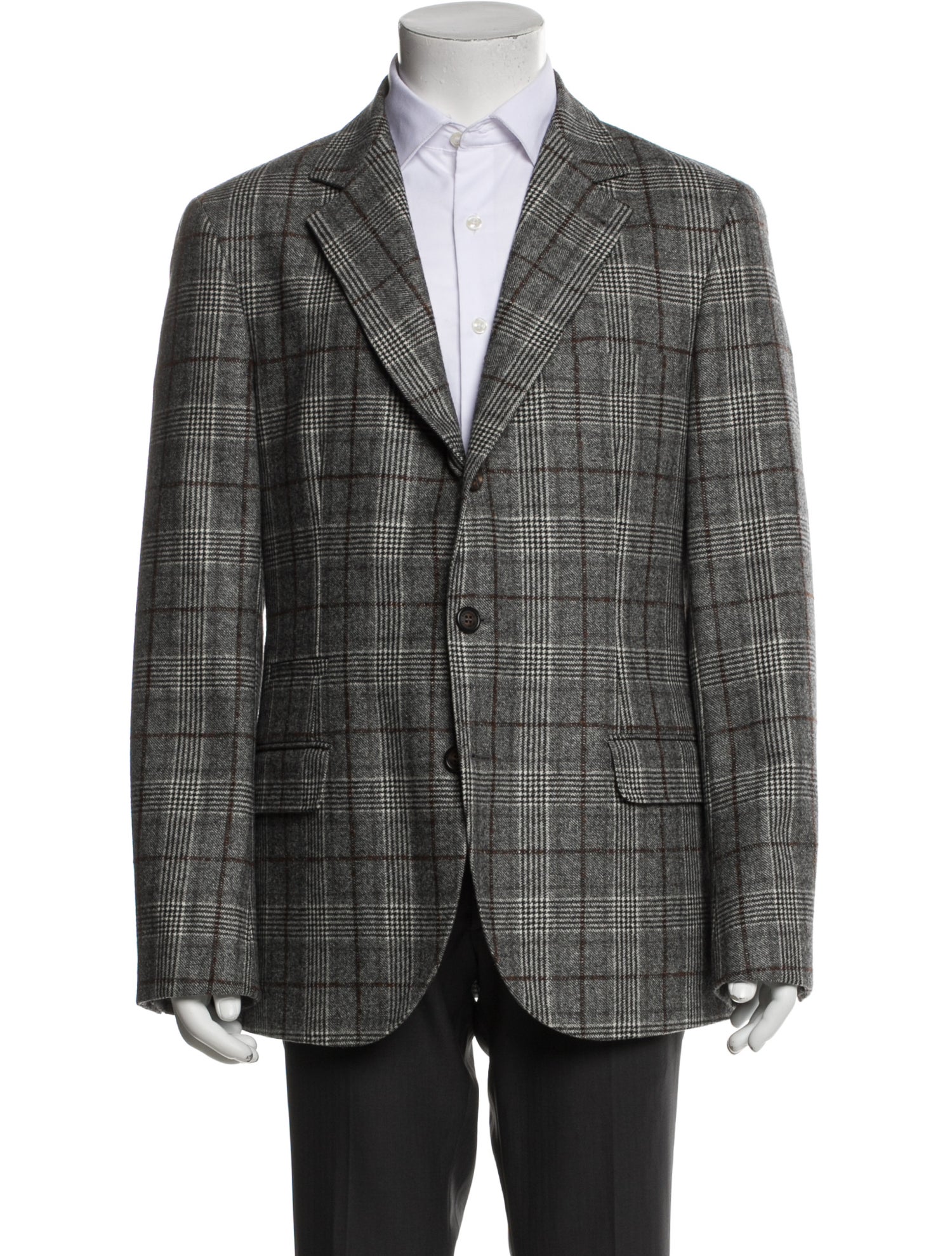 Brunello Cucinelli Wool Plaid Print Jacket