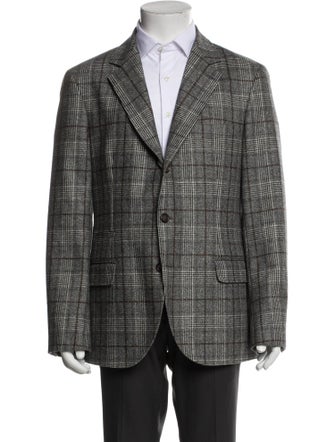 Brunello Cucinelli Wool Plaid Print Jacket